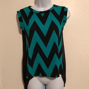 Hot Ginger High Low Chevron Pattern Shirt